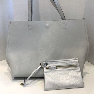 Street Level Faux Leather Grey/Silver Tote